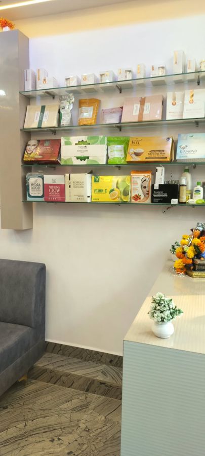 Lounge seating and beauty product shelf - Divine MakeOver, Mandla